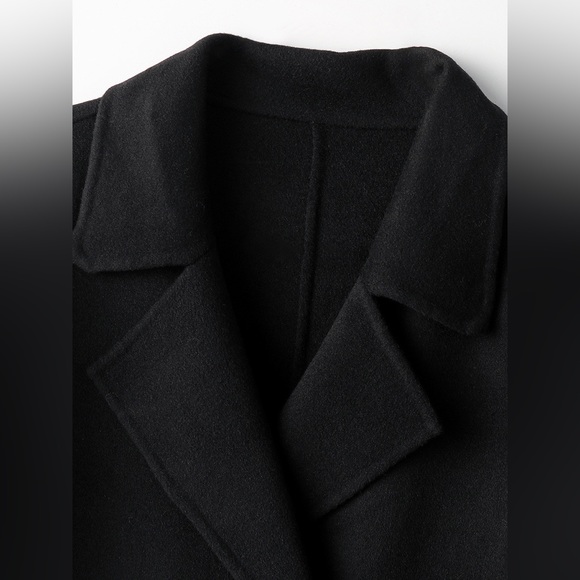 100% Wool Coat, British Trench Coat, Black - Picture 5 of 12